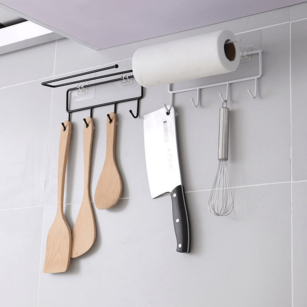 Tissue Storage Holder Towel Rack Hook Holder Kitchen Bathroom Shelf Hanging - MRSLM