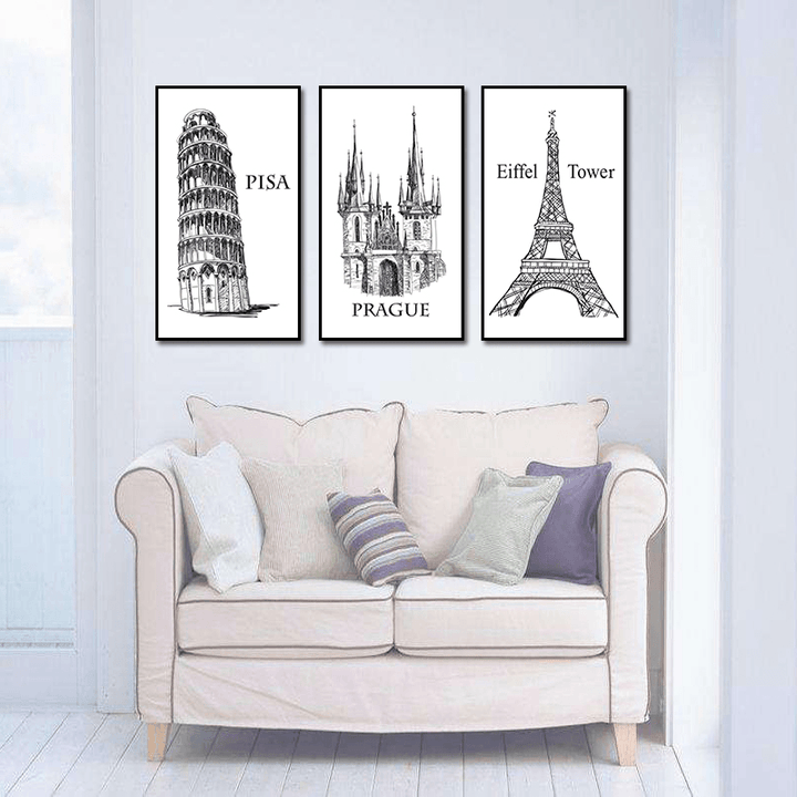 Miico ALTB-A Hand Painted Three Combination Decorative Paintings Architecture Wall Art for Home Decoration - MRSLM