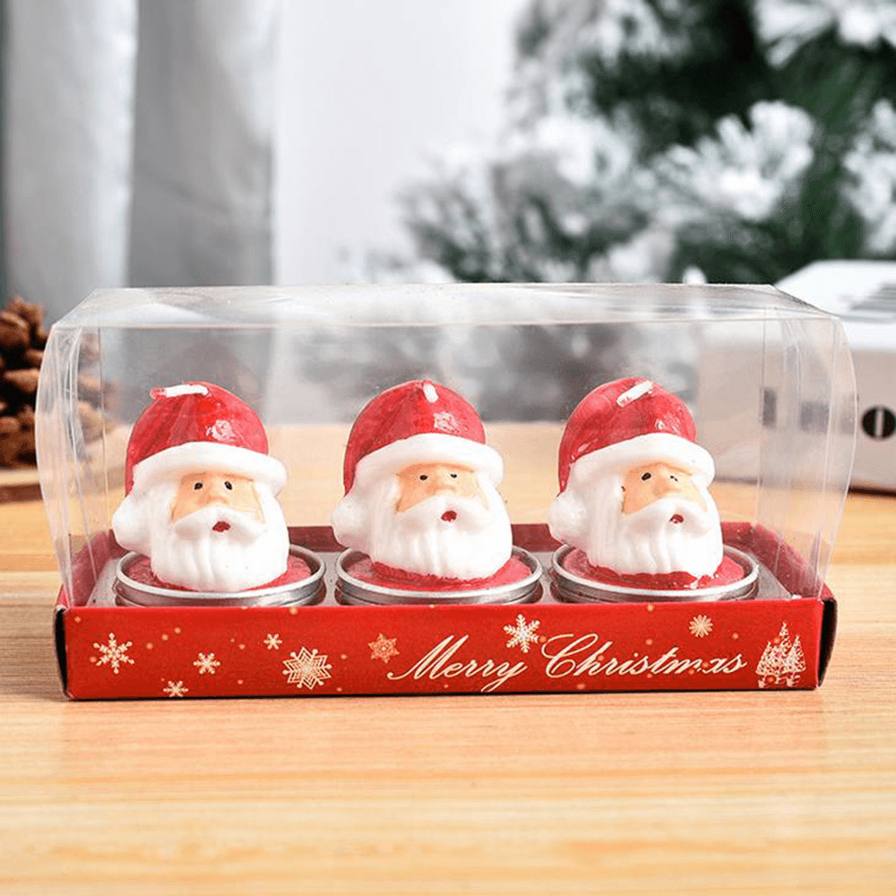 3Pcs 2020 Christmas Candles Santa House Snowman Christmas Tree Paraffin Candles Wedding Party Candles Decor Light - MRSLM