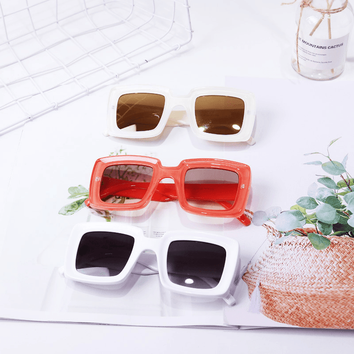 Simple Big Frame Sunglasses Women Anti-Ultraviolet round Face Retro Square Sunglasses - MRSLM