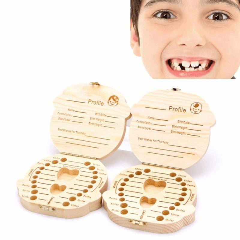 Baby Milk Teeth Wooden Storage Case save Box Hair Holder Organizer for Girl Boys New Tooth Organizer - MRSLM