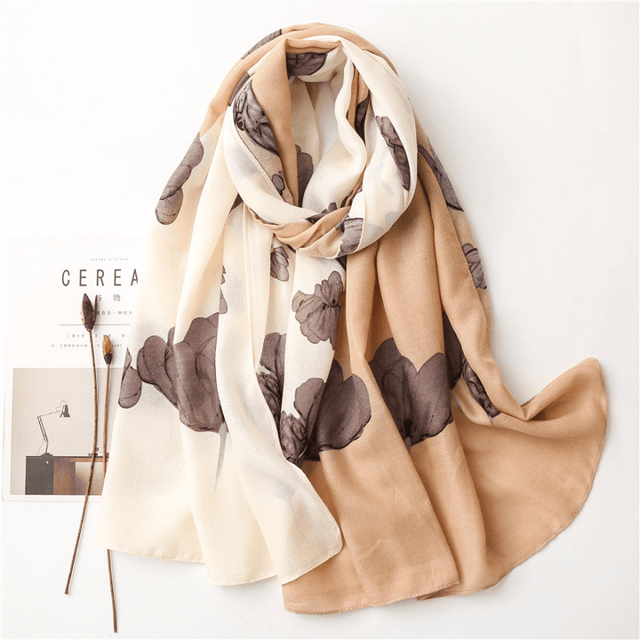 All Match Stitching Floral Long Cotton and Linen Scarf - MRSLM