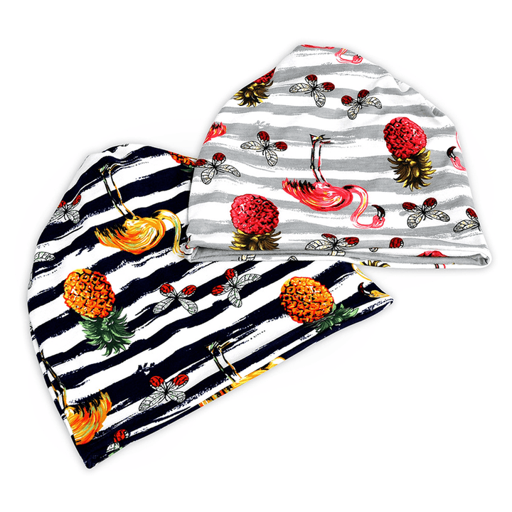 Vintage Womens Cotton Stripe Print Dual-Use Beanie Hat - MRSLM