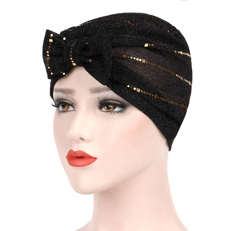 Women Muslin Studded Breathable Beanie Hat Turban Caps - MRSLM