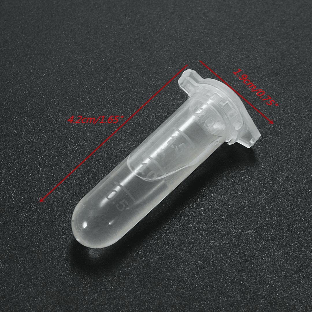 2Ml Test Tube Centrifuge Vial Clear Plastic with Snap Cap for Lab Laboratory - MRSLM