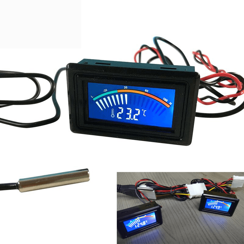 DC 5-25V Thermometer Temperature Digital Display Meter for Computer Car Water Celsius Measurement +1M Probe Car Thermometer - MRSLM