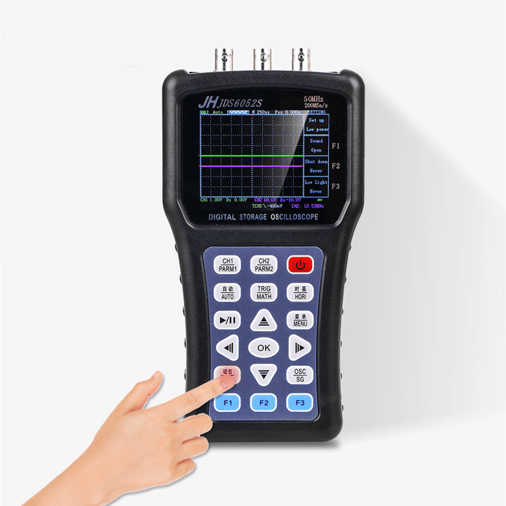 JDS6052S Handheld Dual Channel Digital 50M Bandwidth Oscilloscope+5M Function Signal Generator with 2.8-Inch Screen - MRSLM