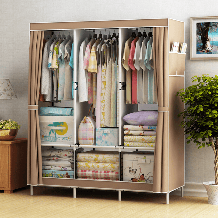 Simple Cloth Wardrobe Fabric Steel Tube Assembly Wardrobe Modern Economic Clothes Storage Bag Wardrobe Dormitory Storage Cabinet - MRSLM