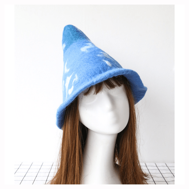 Halloween Harajuku Style Funny Street Spire Black Starry Hat Blue - MRSLM