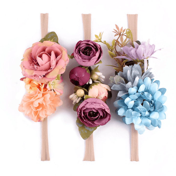 Flower Headband | Baby Headdress Photo Headband Headband Child Camellia Wreath Seaside Holiday Simulation Flower Hair Band - MRSLM