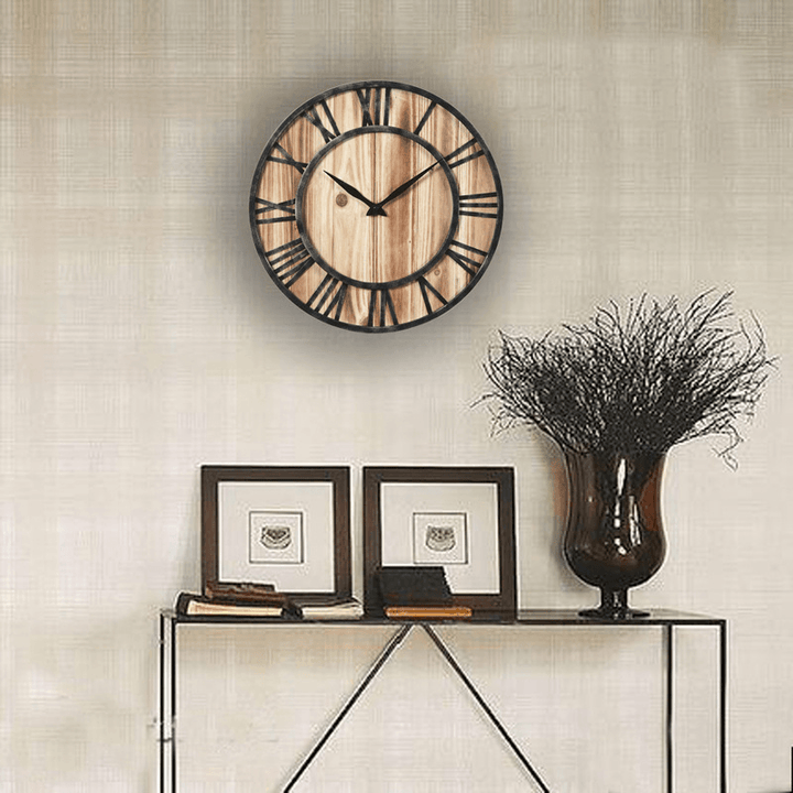 Creative round Silent Wooden Wall Clock Decorative Clock for Living Room Home Decorations - MRSLM