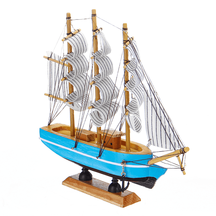 10 Leds Wood Sailing Boats Ship Model Wooden Craft Sailor Handcrafted Boat Home Decoration - MRSLM