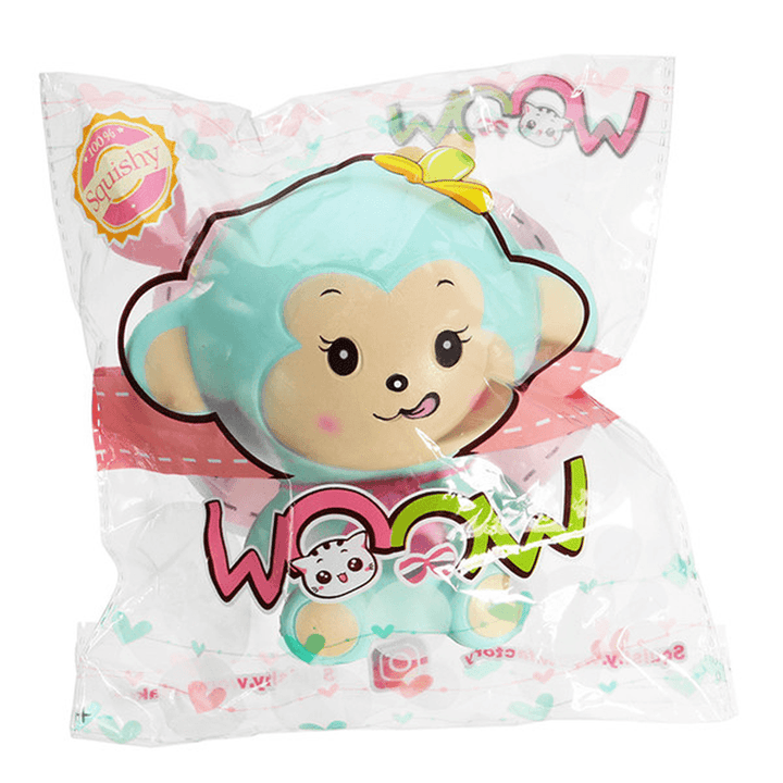 Woow Squishy Monkey Slow Rising 12Cm with Original Packaging Blue and Pink - MRSLM