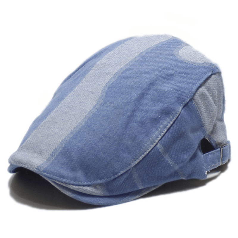 Unisex Denim Short Brim Distressed Blue Sunshade Peaked Cap - MRSLM