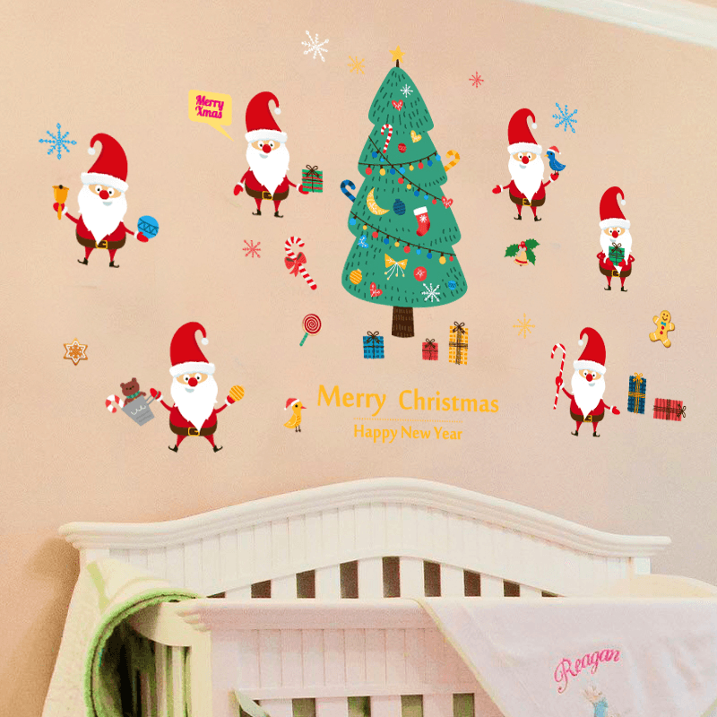 Miico SK9230 Christmas Catoon Wall Sticker Removable for Christmas Party Room Decoration - MRSLM