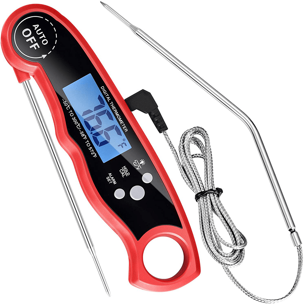 Instant Read Meat Thermometer Digital Grilling Dual Probe Thermometer with Back Light and Alarm Function for Outdoor BBQ Cooking - MRSLM