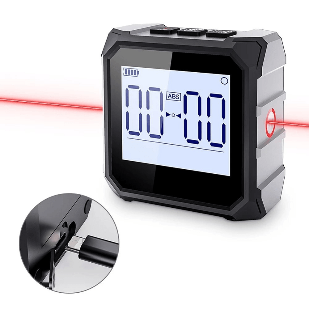 MESTEK 4*90° Dual Laser Digital Protractor High Precision Inclinometer with 1.44-Inch HD LCD Backlight Display - MRSLM