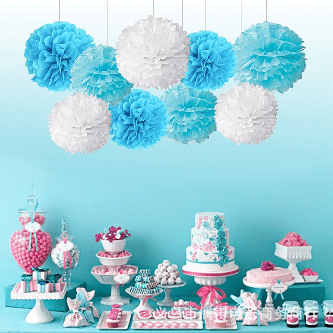 9Pcs/Set Pom Pom Tissue Paper Flower Balls Wedding Birthday Party Shower Decorations - MRSLM