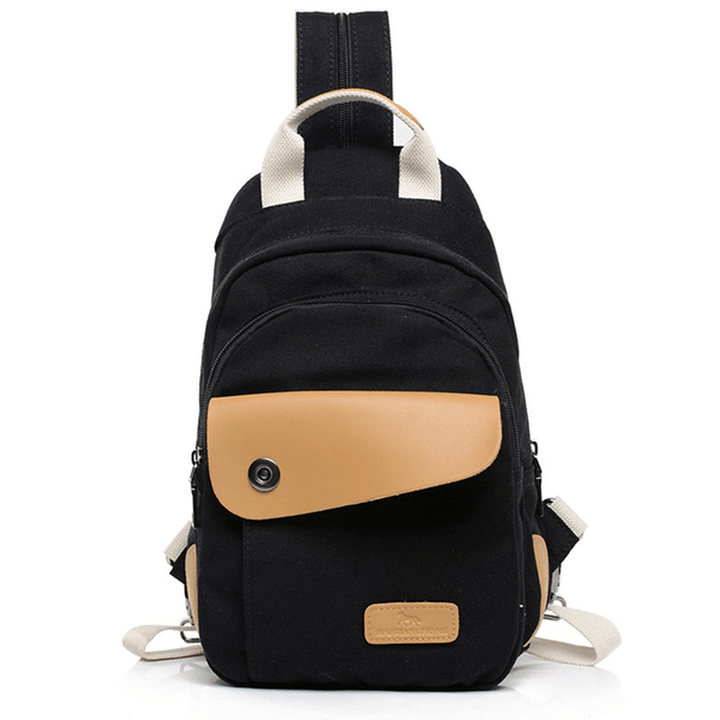 Multifunctional Women Canvas Backpack Pu Leather Chest Bag - MRSLM