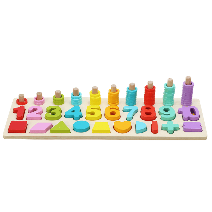 Kids Wooden Math Puzzle Toys Numbers Learning Hand-Eye Coordination Educational Games - MRSLM