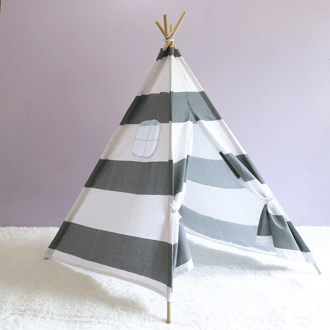 160Cm Bestgoods Miller Kids Toddler Play Tent Teepee 100% Natural Cotton Canvas Play House Children Baby Playing Sleeping Tent with Carrying Bag - MRSLM