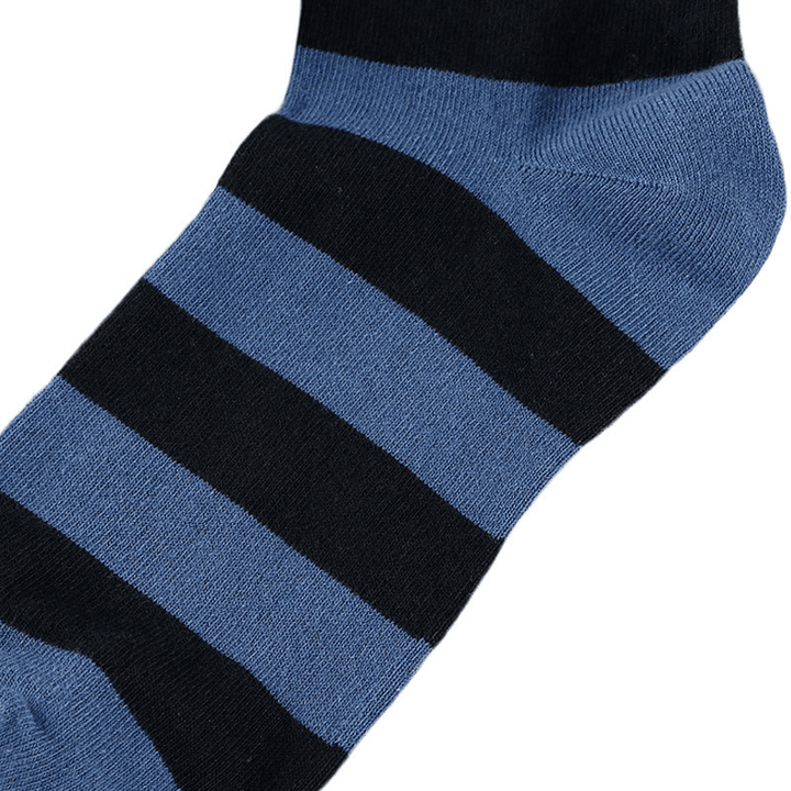 Men Stripe Combed Cotton Short Athletic Socks - MRSLM