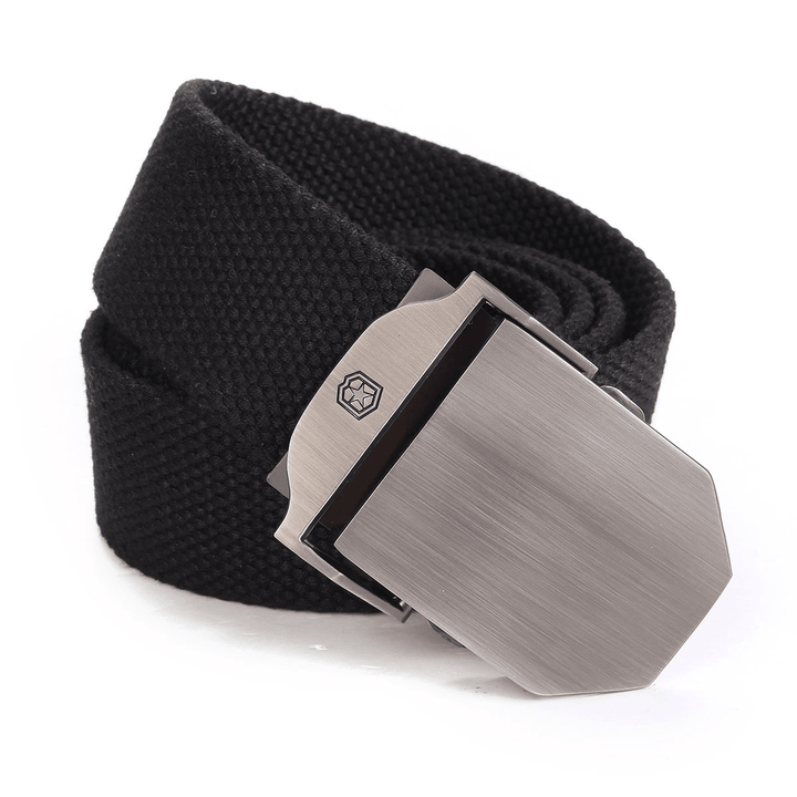 Mens Canvas Military Style Belt Outdoor Leisure Adjustable Slider Buckle Weave Web Waistband - MRSLM