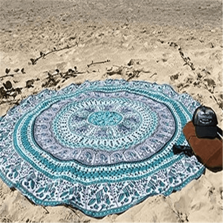 Honana WX-16 150Cm Bohemian Style Thin Chiffon Beach Shawl Mat Mandala round Silk Scarf Bed Sheet Tapestry - MRSLM