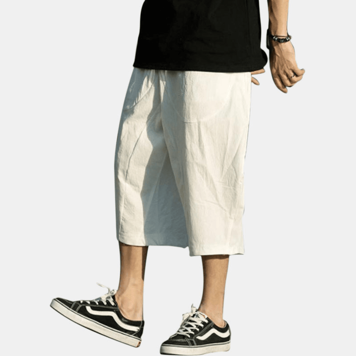 Mens Vintage Chinese Style Linen Casual Loose Baggy Pants - MRSLM