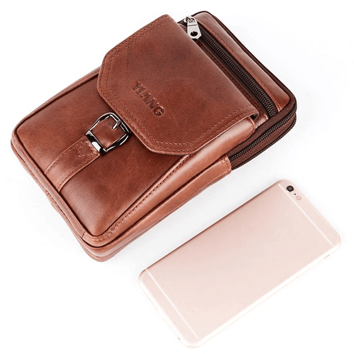 Men Genuine Leather Personalized 5.5 Inches Phone Bag - MRSLM