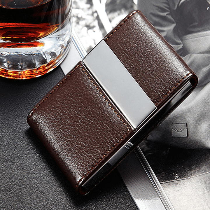 Ipree® PU Leather Card Holder Double Open Credit Card Case ID Card Storage Box Business Travel - MRSLM