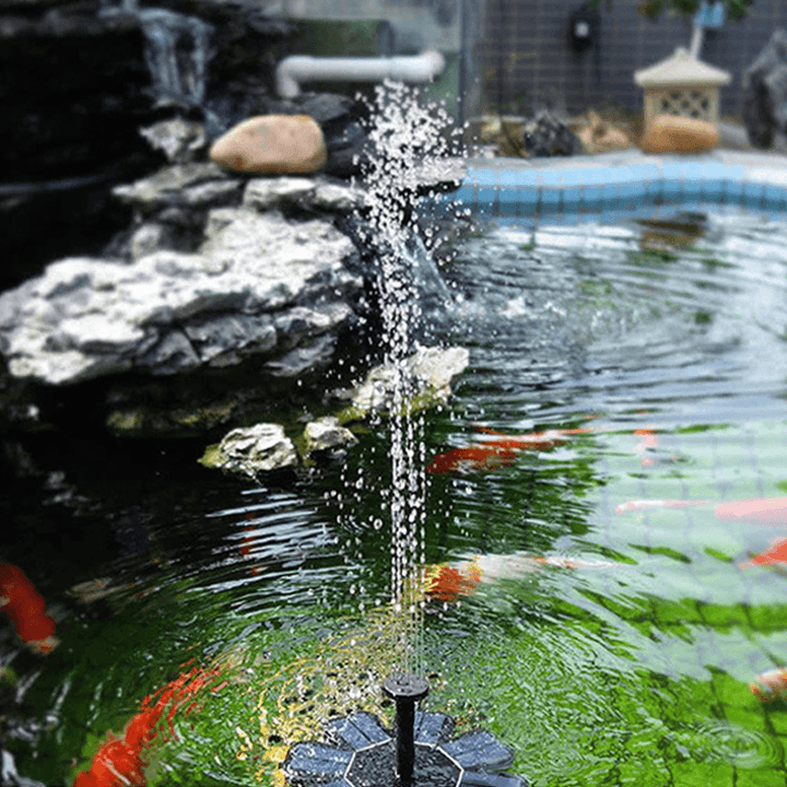 8V 1.6W Mini Fountain Solar Powered Water Pump Floating Outdoor Bird Pond Garden Decor + 4 Nozzles - MRSLM