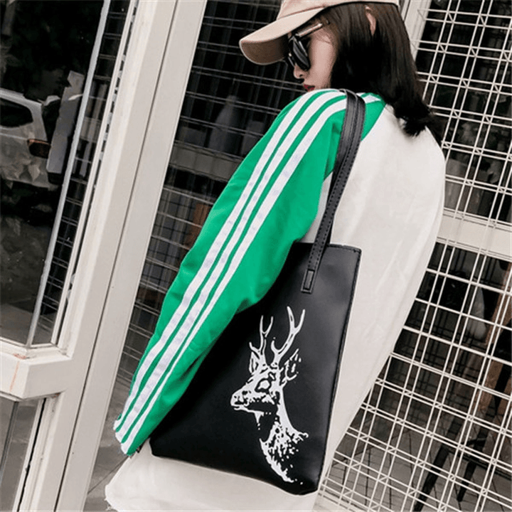 Women Cartoon Print Handbag Large Capacity Shoulder Bag - MRSLM