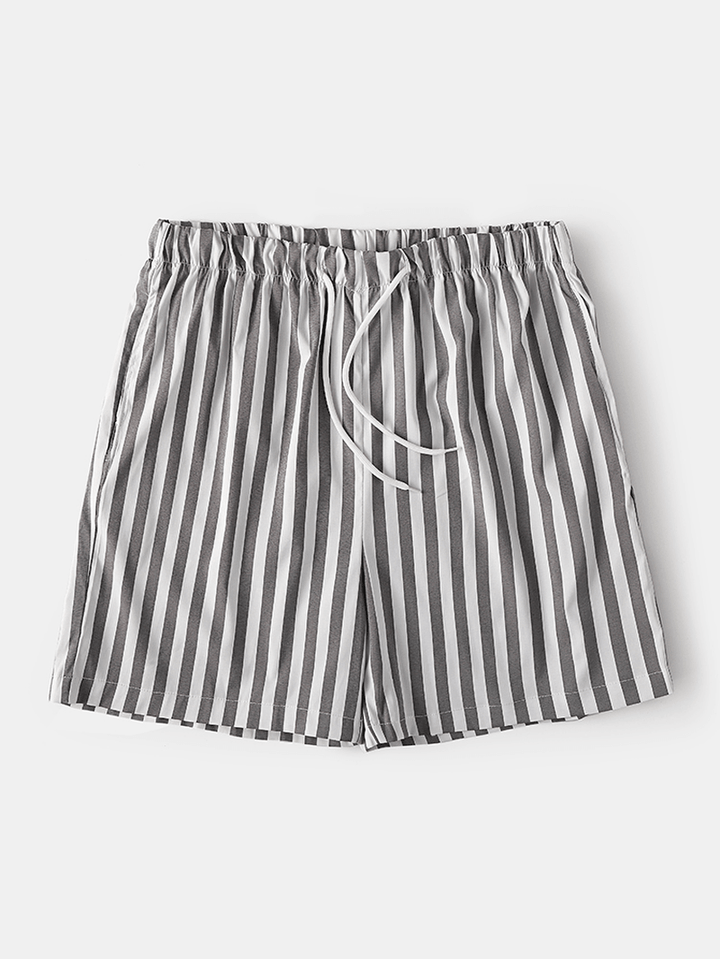 Men Lightweight Casual Striped Shorts Drawstring Swim Trunks Summer Breathable Shorts - MRSLM