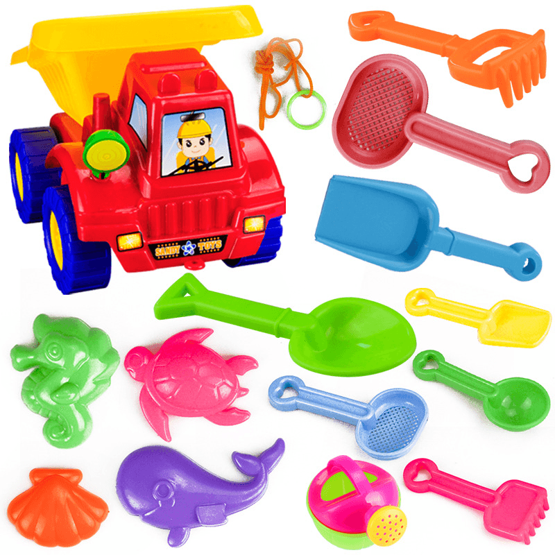 Children'S Beach Toy Car Set Baby Play Sand Digging Hourglass Large Shovel Bathing Water Cassia Tool - MRSLM