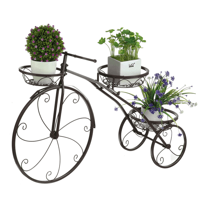 3 Tier Bicycles Plant Stand Metal Flower Pots Garden Decor Shelf Rack - MRSLM