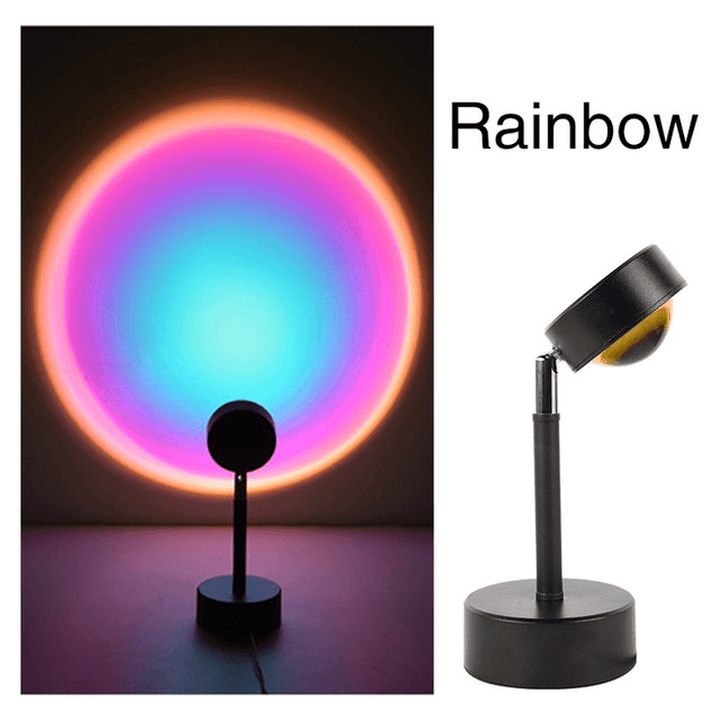 Sunset Lamp Projector LED Rainbow Atmosphere Table Projection Lamp Night Light for Home Bedroom Coffee Shop Wall Decoration - MRSLM