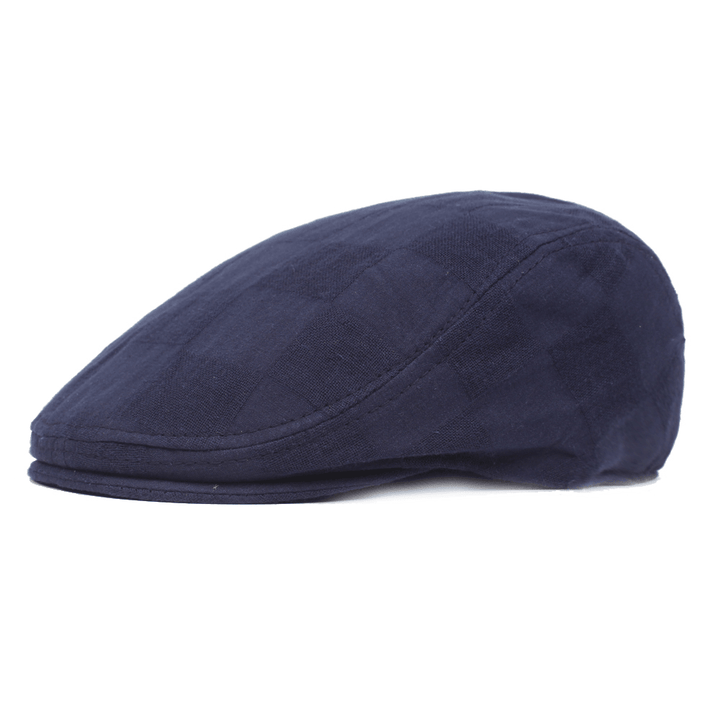 Plaid Beret Caps Cotton Adjustable Newsboy Hunting Hat - MRSLM