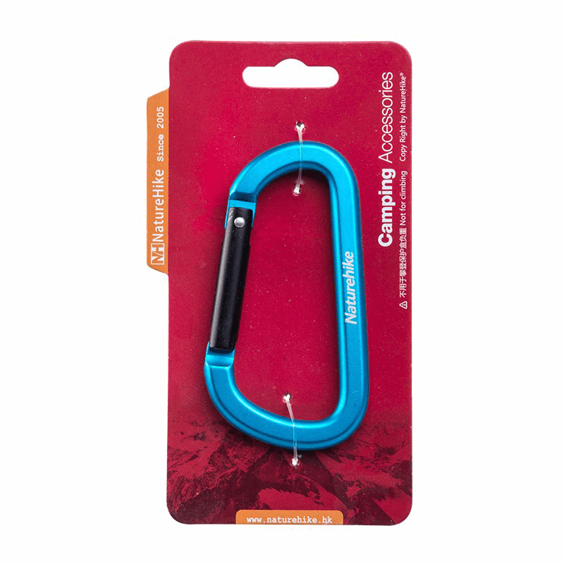 10 Pcs Naturehike Aluminium Alloy Carabiners Blue Camping Keyrings Bottle Buckles Travel Backpack Hanging Hooks - MRSLM