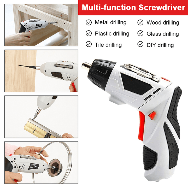 AUGIENB 4.8V Multi-Function Electric Screwdriver Portable Charging W/ 44Pcs Screws Power Tool Set - MRSLM