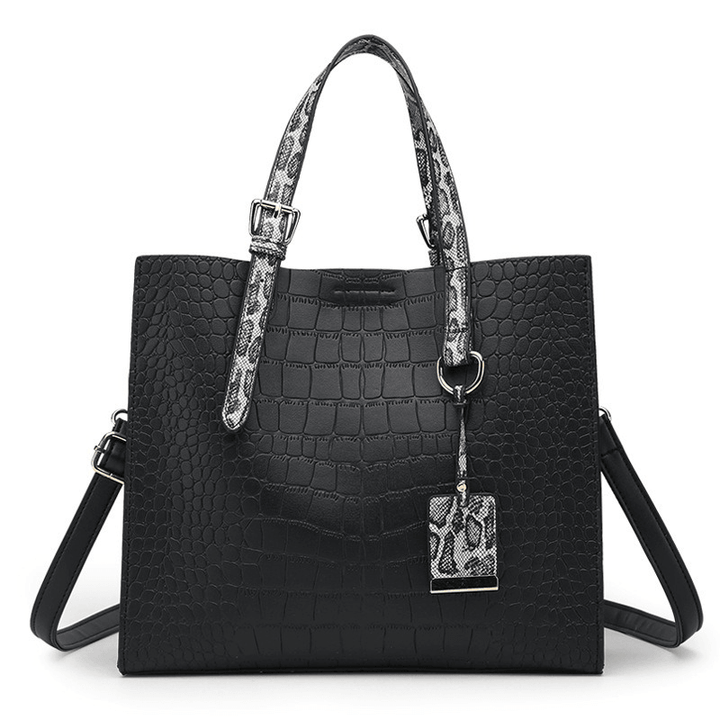 Women Fashion Vintage Stone Crocodile Pattern Ladies Bag Solid Handbag Shoulder Bag - MRSLM