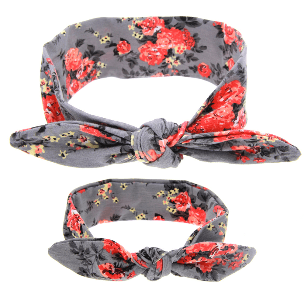 New Printed Children Diy Rabbit Ear Headband Parent-Child Suit - MRSLM