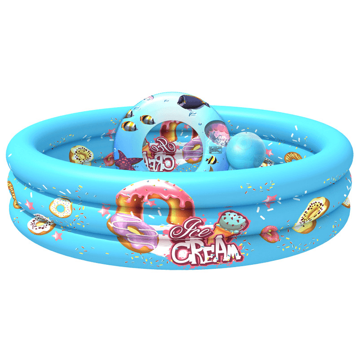 130Cm Children Swimming Pool Bathing Tub Baby Toddler Paddling Inflatable Swimming Pool with Swimming Ring and Ball - MRSLM