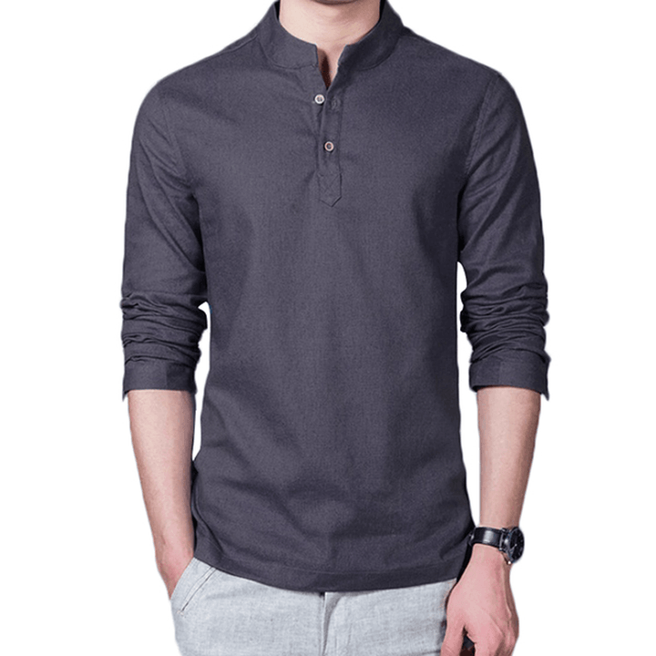 Mens Linen Solid Color Casual T-Shirts - MRSLM