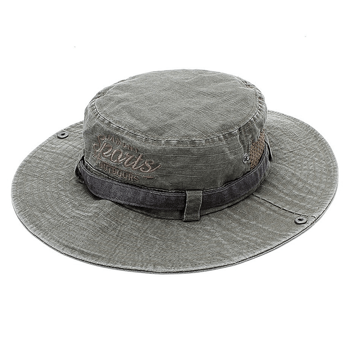 Men'S Twill Cotton Letter Embroidery Adjustable Fishing Hat - MRSLM