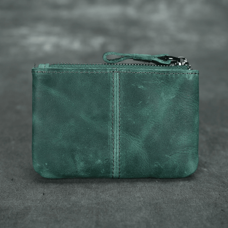 Unisex Genuine Leather Mini Casual Zipper Storage Bag Coin Bag - MRSLM