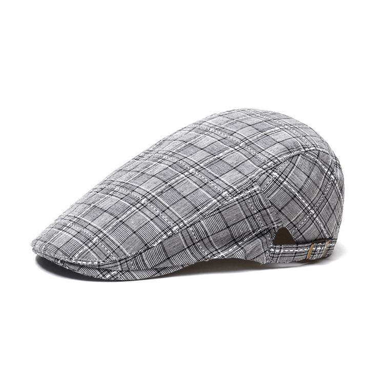 Peaked Cap Forward Cap Plaid Baseball Cap Visor Beret Sun Hat - MRSLM