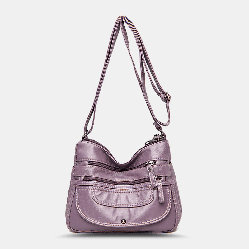 Women PU Leather Large Capacity Multi-Pocket Casual Crossbody Bags Shoulder Bag - MRSLM