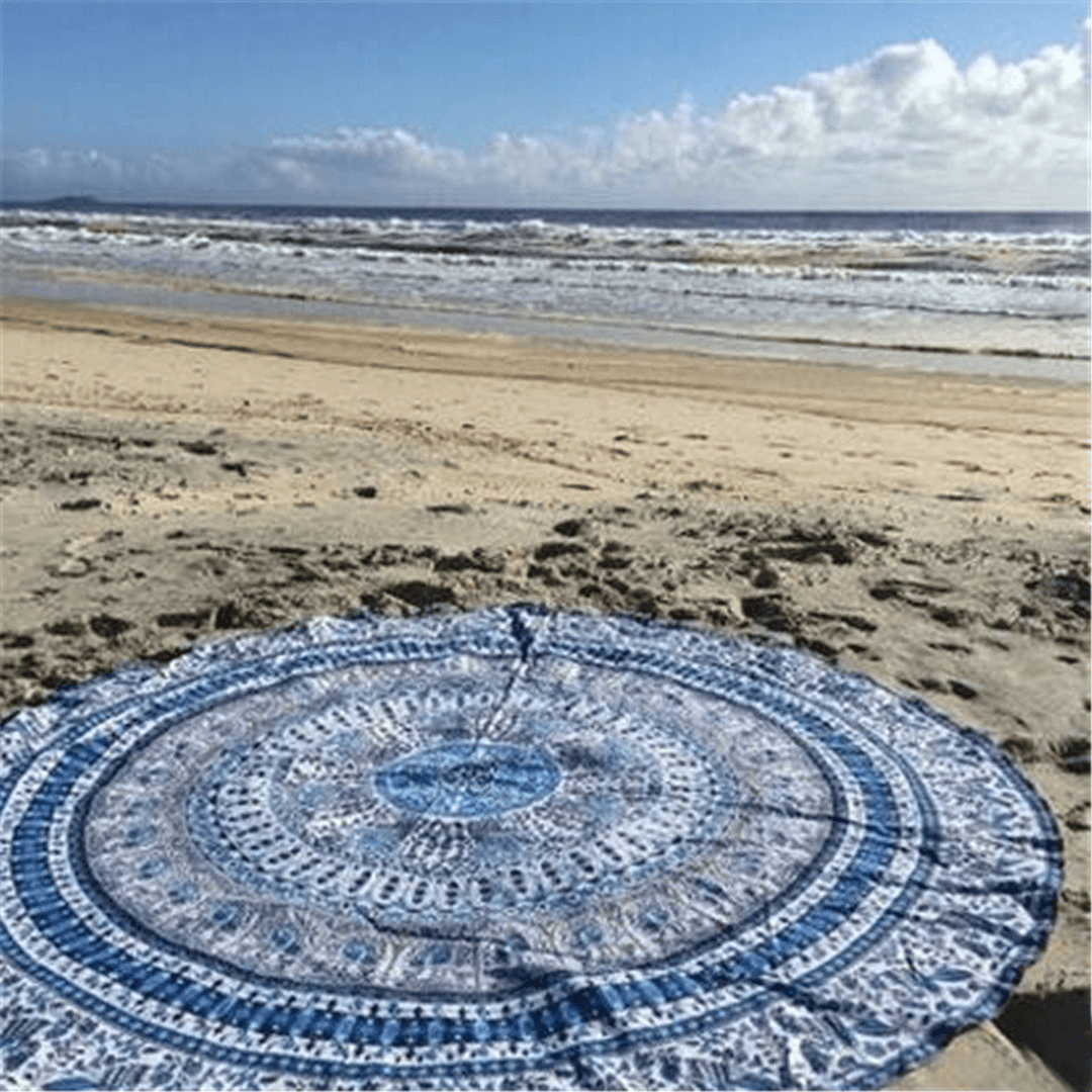 Honana WX-16 150Cm Bohemian Style Thin Chiffon Beach Shawl Mat Mandala round Silk Scarf Bed Sheet Tapestry - MRSLM