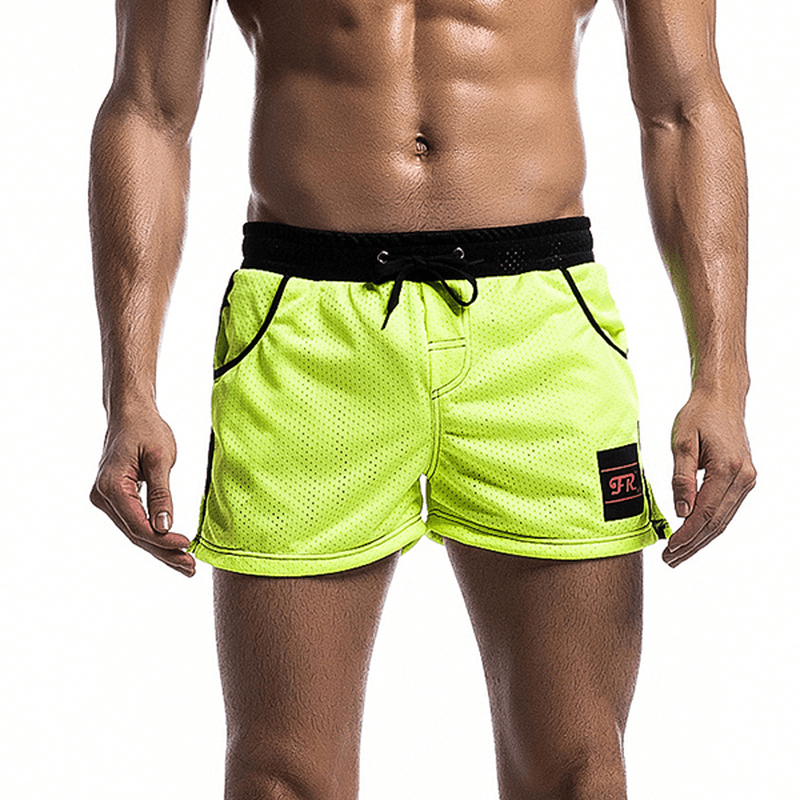 Mens Mesh Underwear Shorts Leisure Fashion Running Fitness Elastic Waist Drawstring Sports Shorts - MRSLM